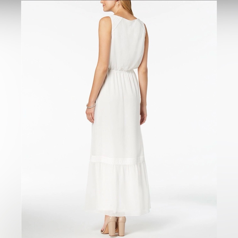 NWT Adrianna Papell Elegant Ivory Chiffon Sleeveless Maxi Dress Boho Vacation - Picture 2 of 15